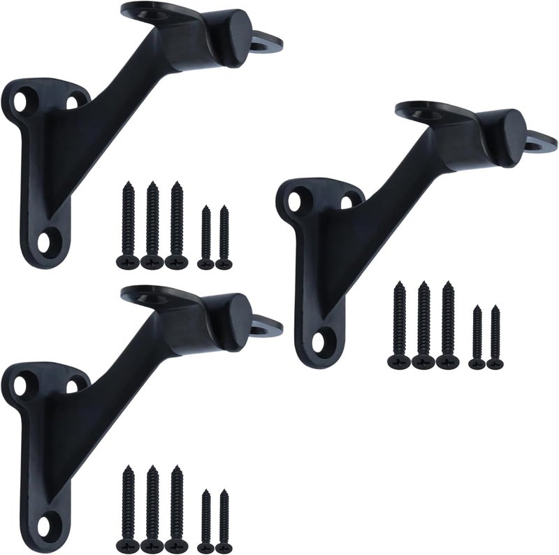 YANYUCB 3''Handrail Brackets,304 Stainless Steel Matte Black Handrail Stair Brackets,Heavy Duty Support Hardware for Stairways,Home or Office Staircase Hand Rail Bracket with Screws(3 Pack) - Image 1